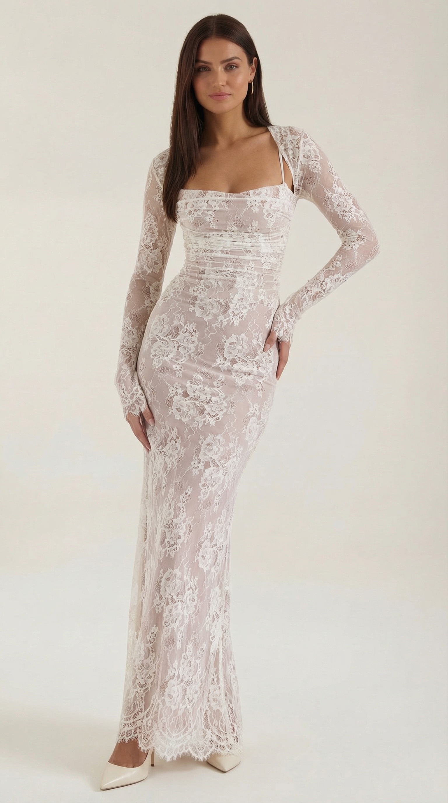 Lace Maxi Dress for Women - Elegant Floor-Length Design - Perfect for Formal Events and Special Occasions