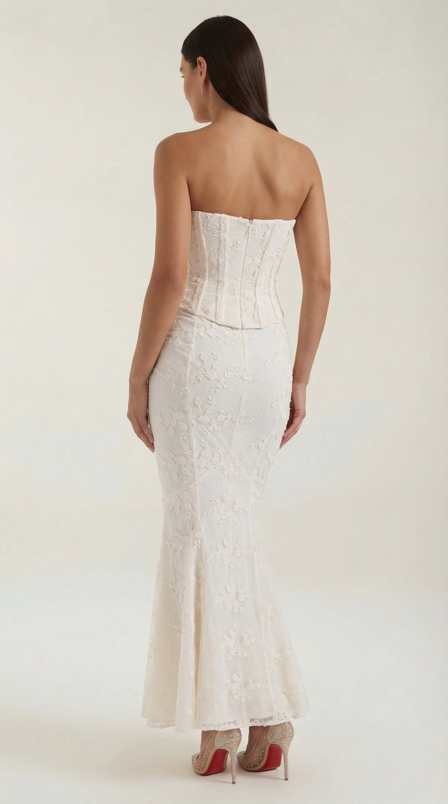 Lace Maxi Dress with Corset Detail - Elegant Evening Wear for Special Occasions