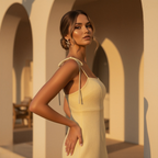 Lemon Floral Jacquard Maxi Dress for Women - Elegant Summer Wear