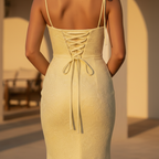 Lemon Floral Jacquard Maxi Dress for Women - Elegant Summer Wear