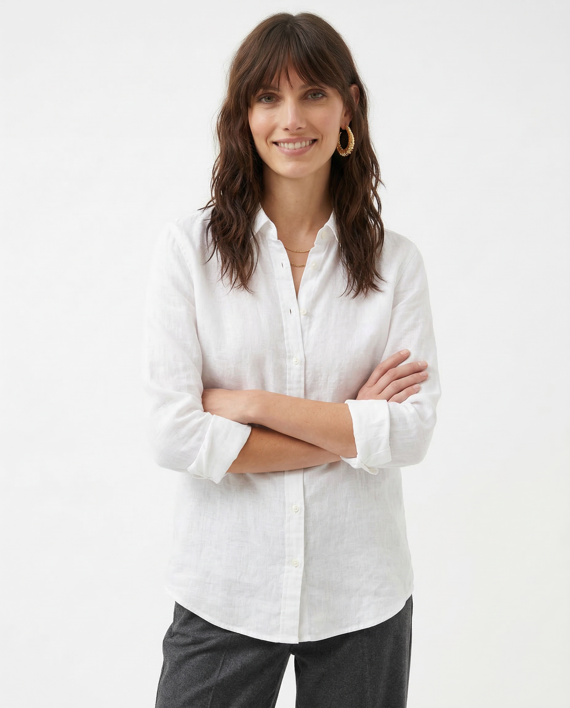 Linen Blouse for Women - Casual Short Sleeve Top for Everyday Wear