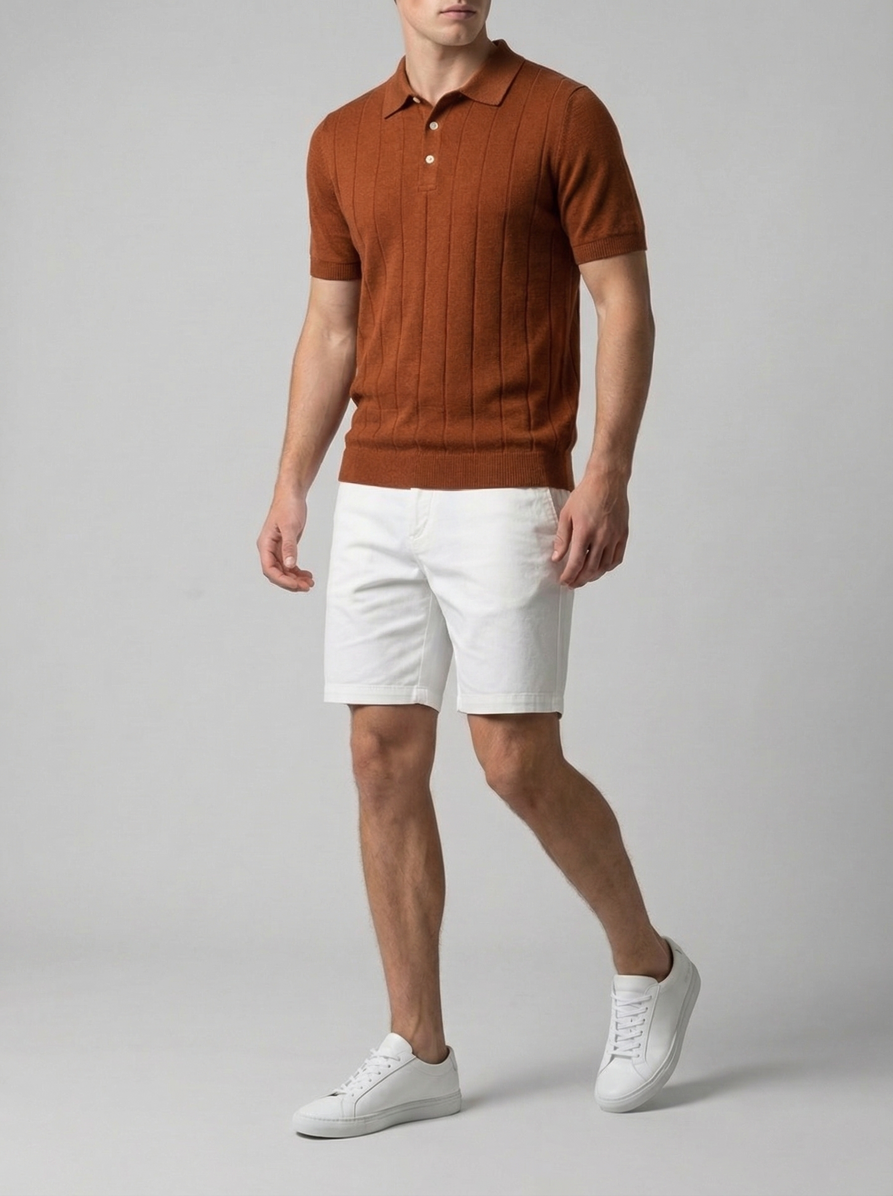 Linen Cotton Knit Polo Shirt for Men - Casual Summer Wear, Short Sleeve