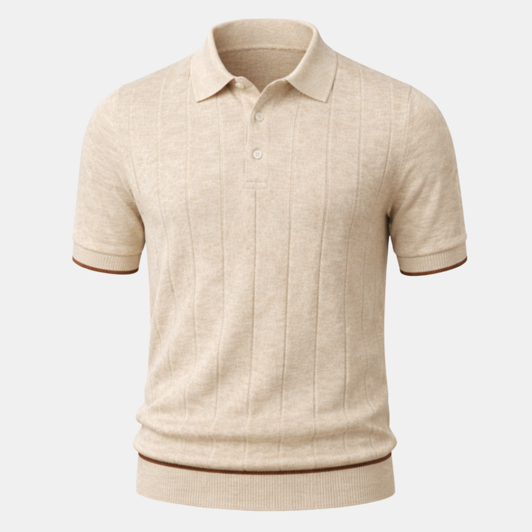 Linen Cotton Knit Polo Shirt for Men - Casual Summer Wear, Short Sleeve