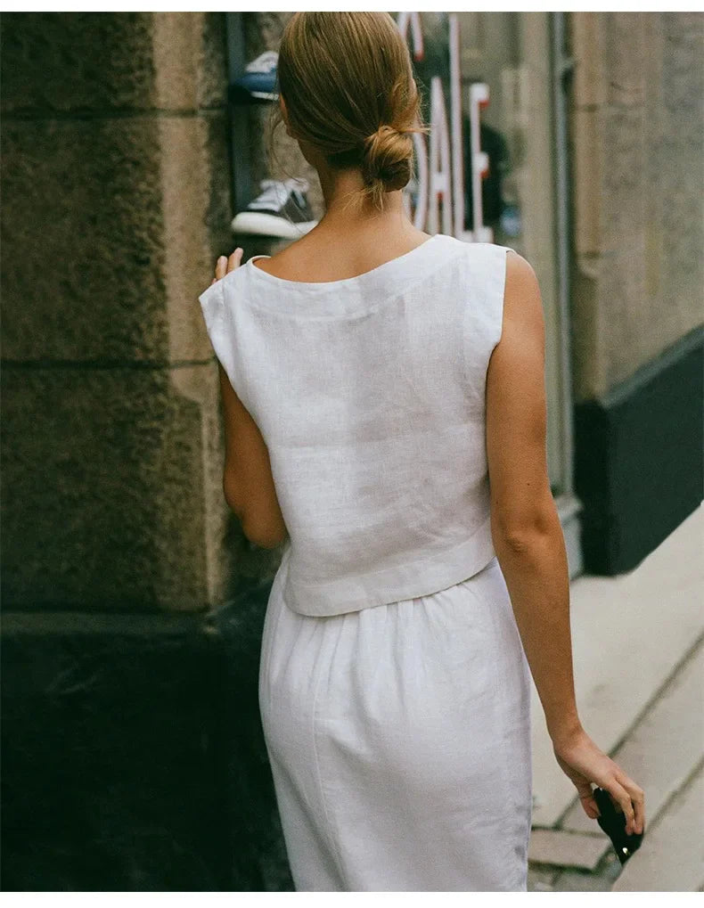 Linen Crop Top for Women - Clean Design, Casual Style, Everyday Wear