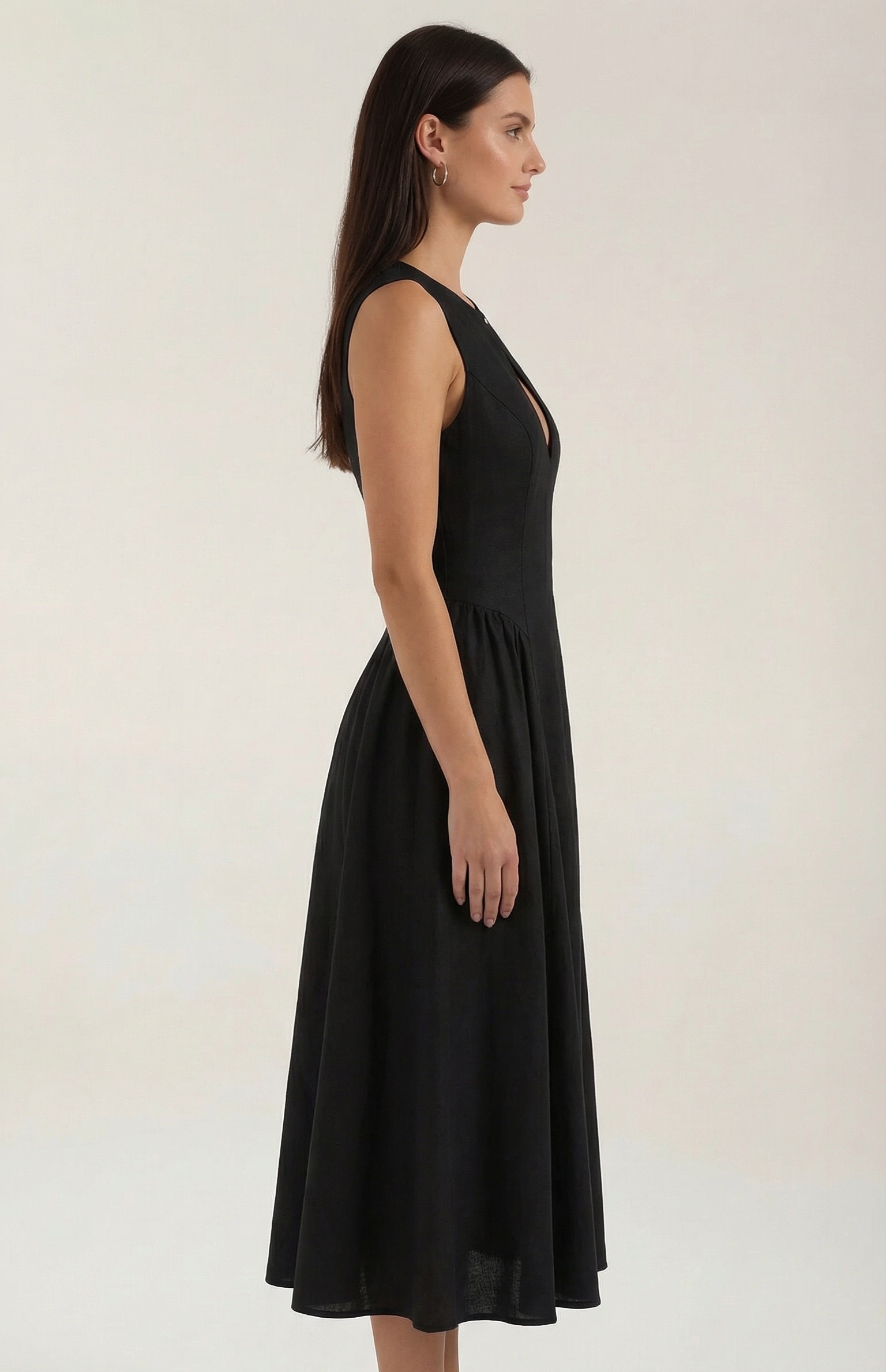 Linen Cutout Dress for Women - Casual Summer Style with Sleeveless Design - Perfect for Outdoor Events and Gatherings