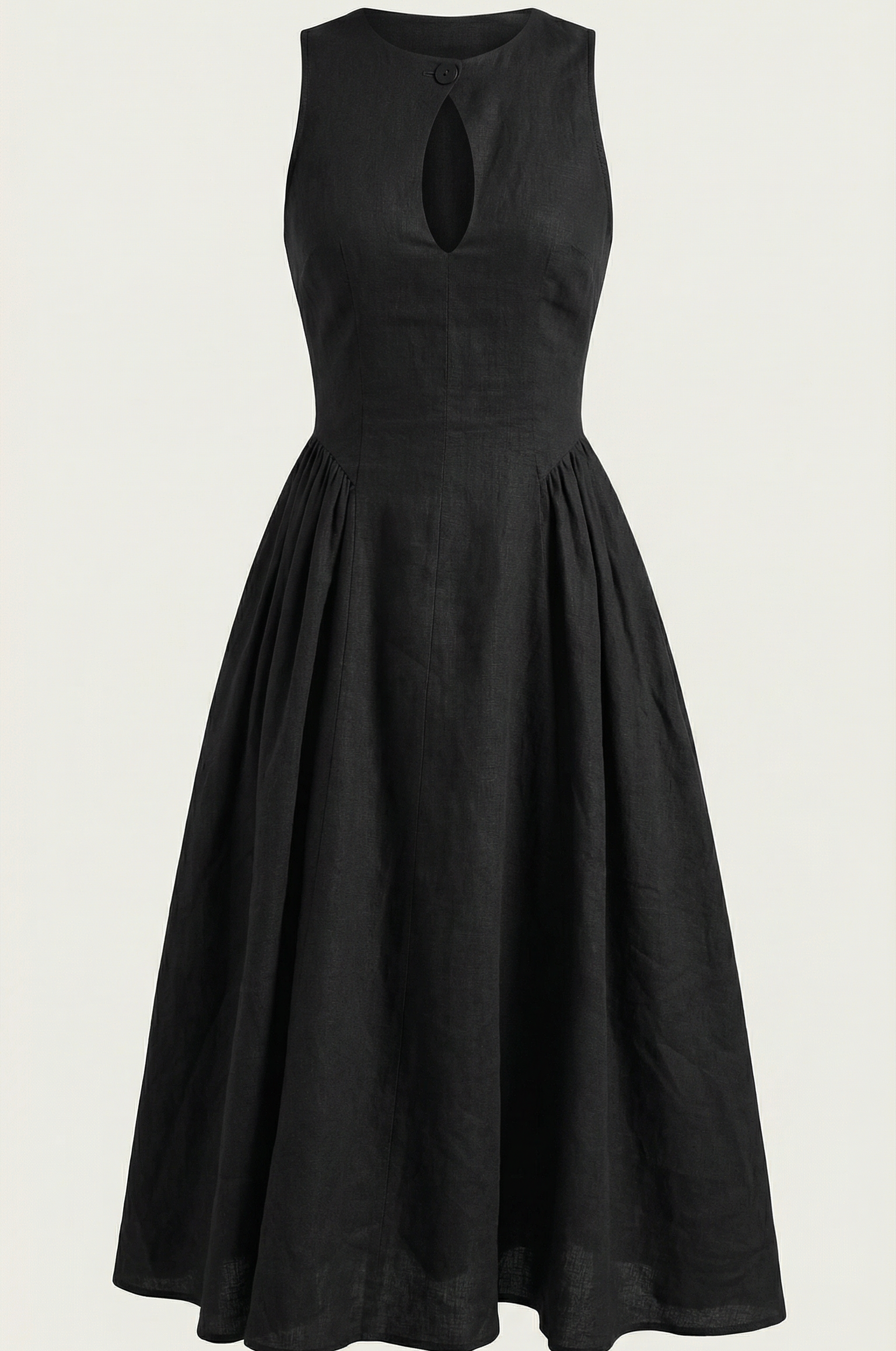 Linen Cutout Dress for Women - Casual Summer Style with Sleeveless Design - Perfect for Outdoor Events and Gatherings