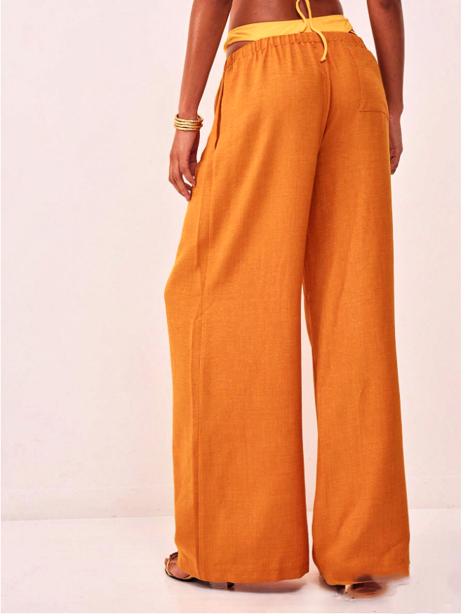 Linen Drawstring Trousers for Women - Casual, Lightweight, Comfortable Fit