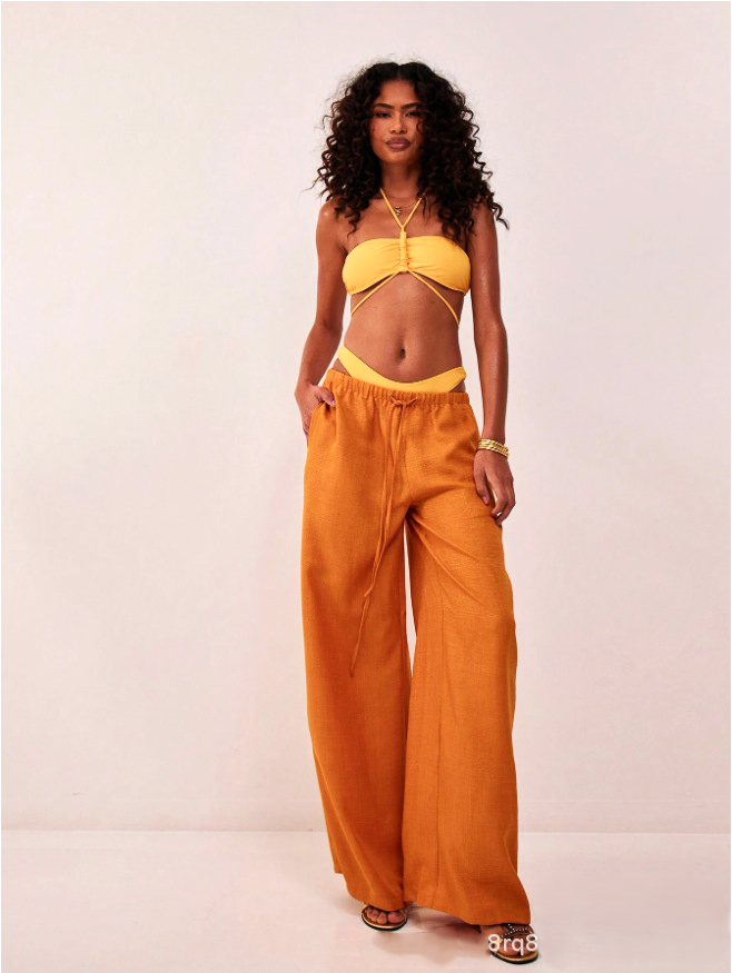 Linen Drawstring Trousers for Women - Casual, Lightweight, Comfortable Fit