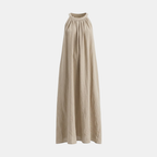 Linen Halter Neck Maxi Dress for Women - Loose Fit Summer Casual Wear