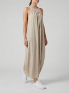 Linen Halter Neck Maxi Dress for Women - Loose Fit Summer Casual Wear