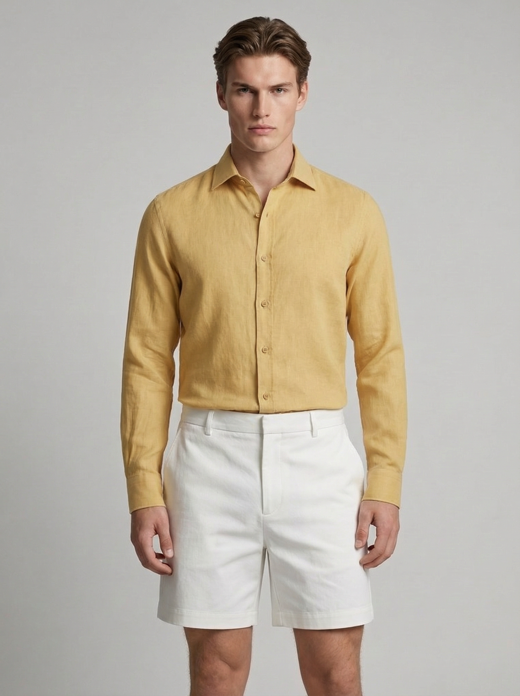 Linen Long Sleeve Button-Up Shirt for Men | Smart Casual Wear
