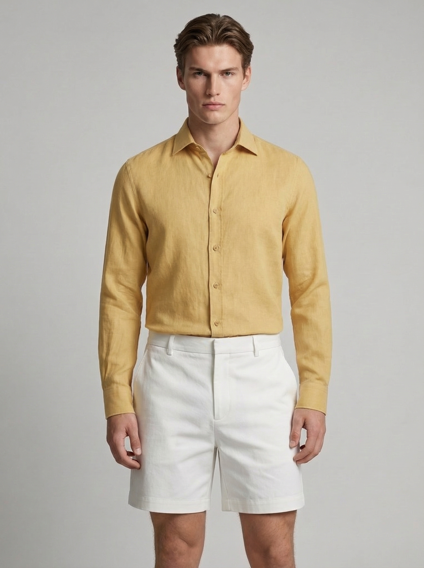 Linen Long Sleeve Button-Up Shirt for Men | Smart Casual Wear