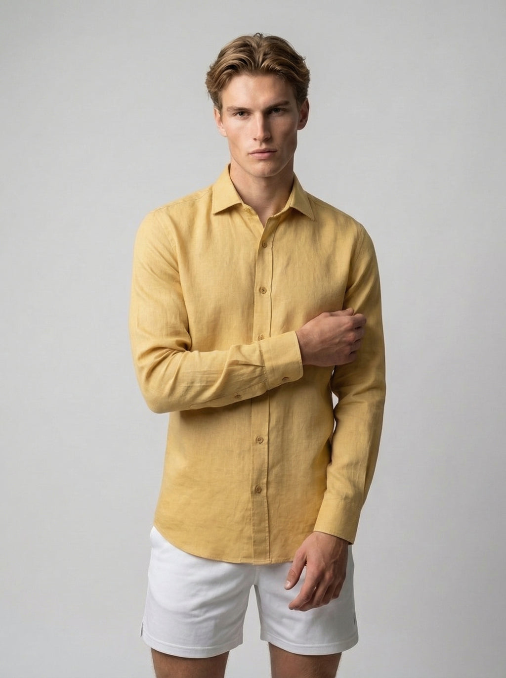 Linen Long Sleeve Button-Up Shirt for Men | Smart Casual Wear