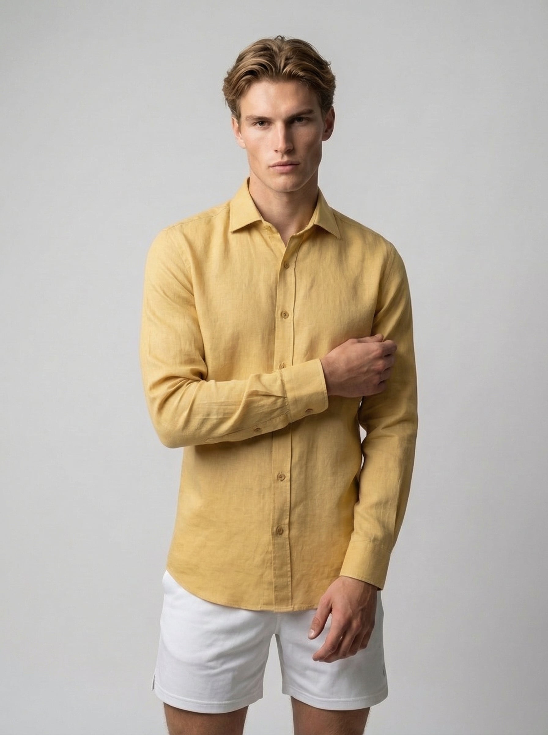 Linen Long Sleeve Button-Up Shirt for Men | Smart Casual Wear