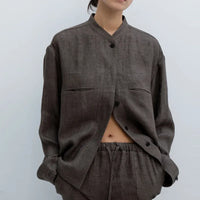 Linen Madeline Collar Jacket Shirt for Women - Casual Summer Wear