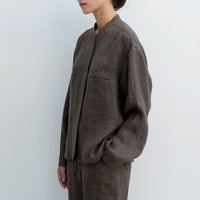 Linen Madeline Collar Jacket Shirt for Women - Casual Summer Wear