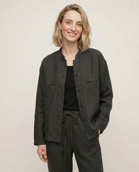 Linen Madeline Collar Jacket Shirt for Women - Casual Summer Wear