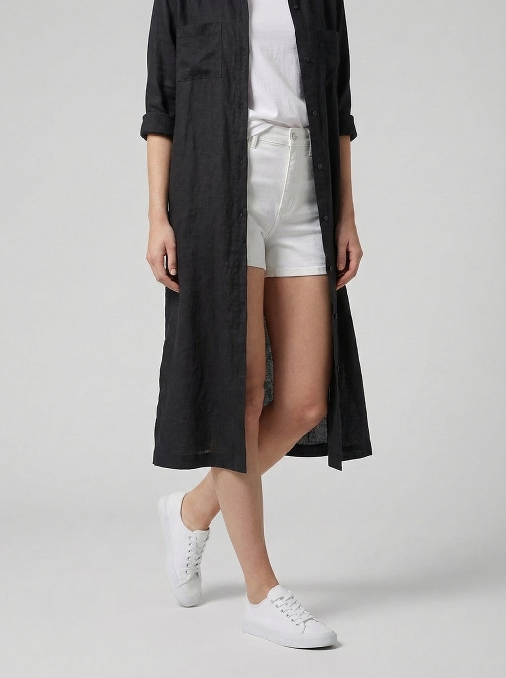 Linen Maxi Shirt Dress for Women with Button Front Design - Casual Summer Wear