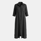 Linen Maxi Shirt Dress for Women with Button Front Design - Casual Summer Wear
