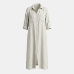 Linen Maxi Shirt Dress for Women with Button Front Design - Casual Summer Wear