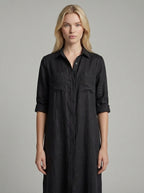 Linen Maxi Shirt Dress for Women with Button Front Design - Casual Summer Wear
