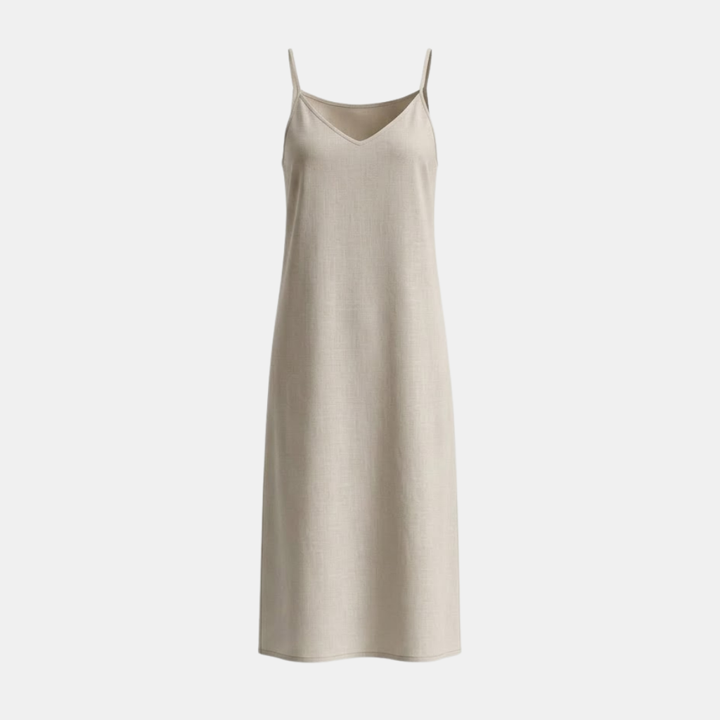 Linen Midi Slip Dress for Women - Summer Casual Wear, Lightweight and Comfortable