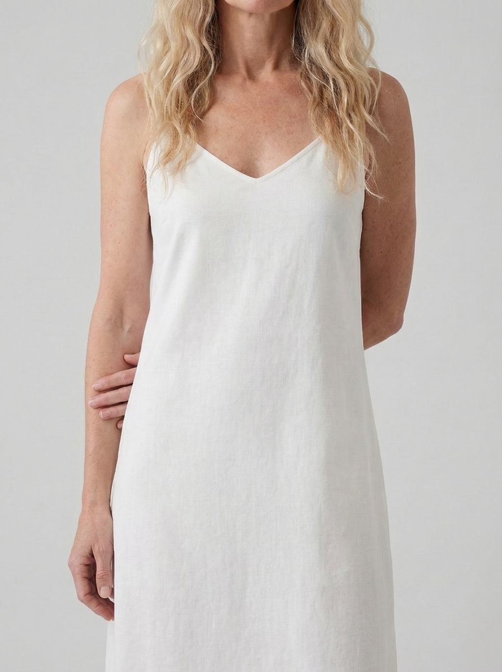 Linen Midi Slip Dress for Women - Summer Casual Wear, Lightweight and Comfortable