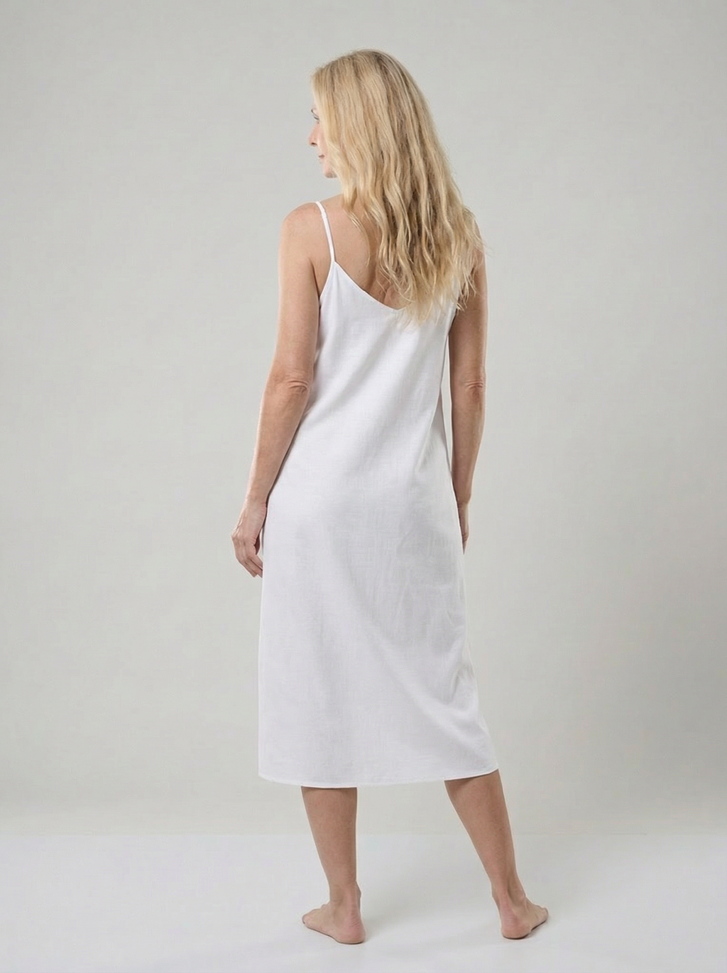 Linen Midi Slip Dress for Women - Summer Casual Wear, Lightweight and Comfortable