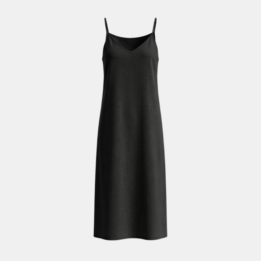 Linen Midi Slip Dress for Women - Summer Casual Wear, Lightweight and Comfortable