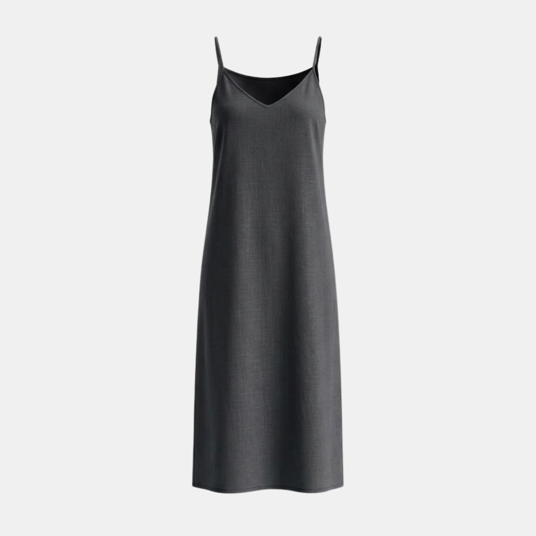 Linen Midi Slip Dress for Women - Summer Casual Wear, Lightweight and Comfortable