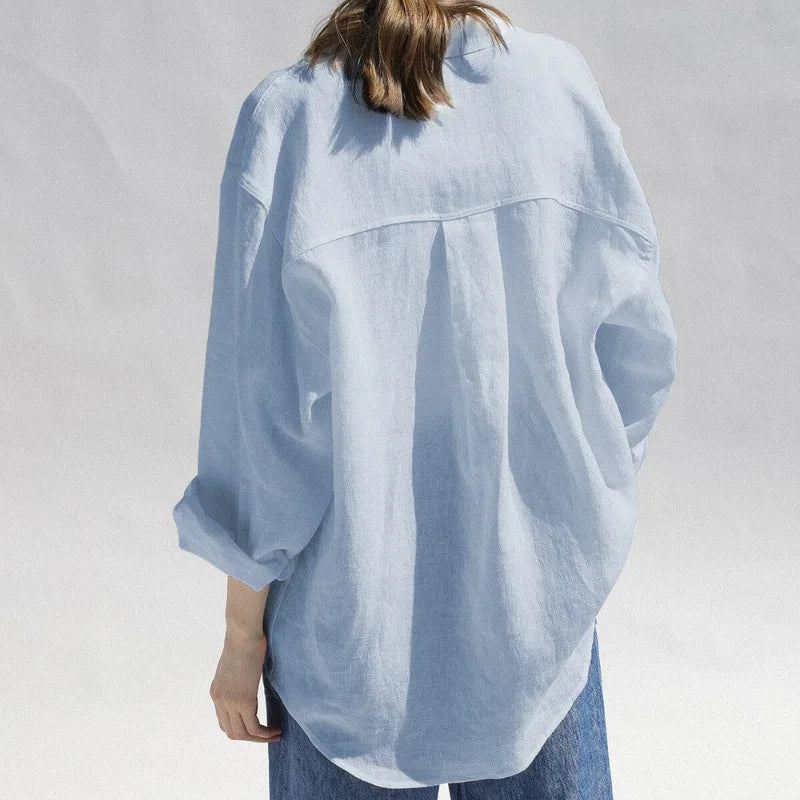 Linen Oversized Blouse for Women - Casual Chic Top for Everyday Wear