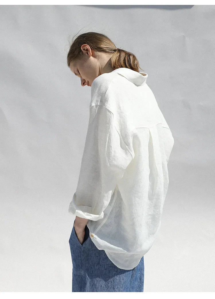 Linen Oversized Blouse for Women - Casual Chic Top for Everyday Wear