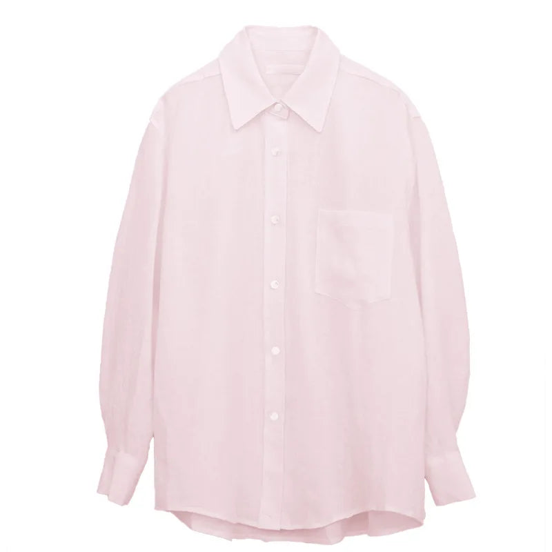 Linen Oversized Blouse for Women - Casual Chic Top for Everyday Wear