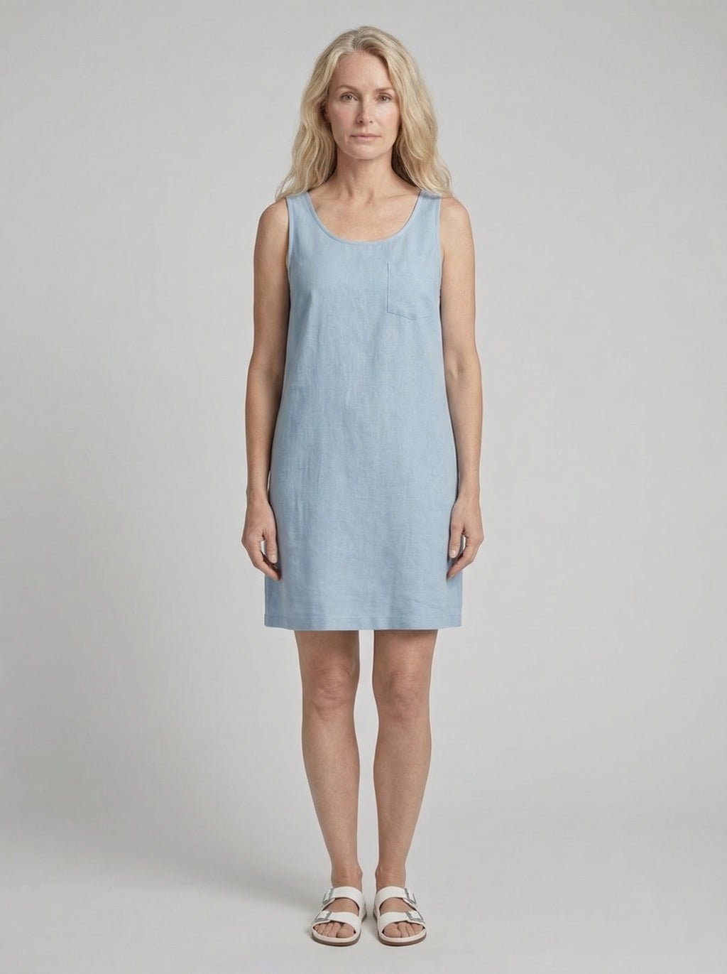 Linen Sleeveless Midi Dress for Women - Summer Casual Wear