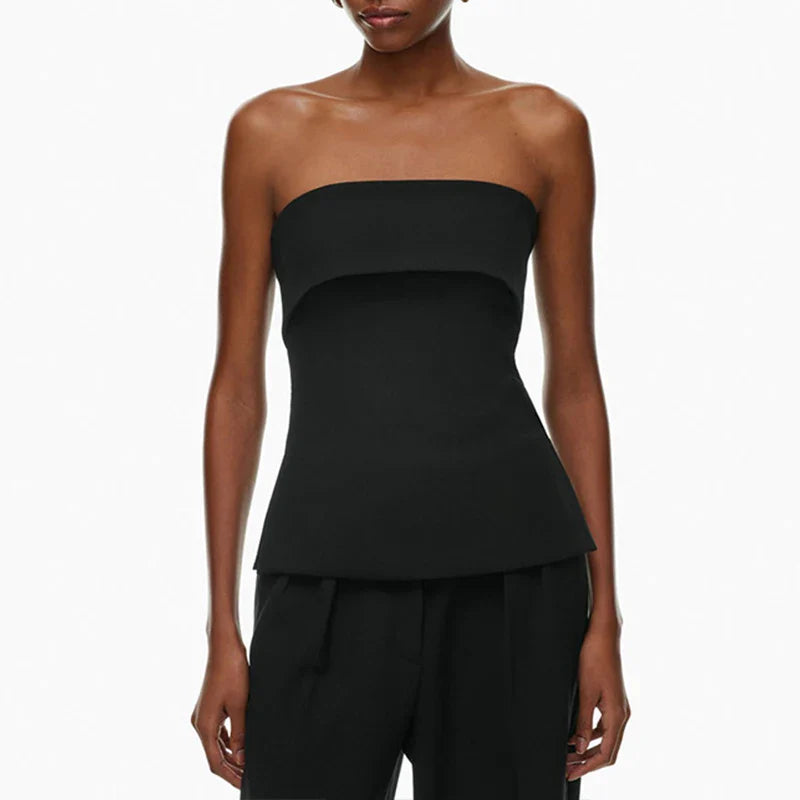 Linen Strapless Tube Crop Top for Women - Summer Casual Wear