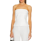 Linen Strapless Tube Crop Top for Women - Summer Casual Wear