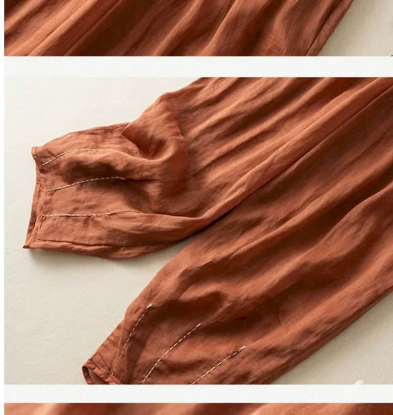 Linen Wide-Leg Pants for Women - Casual Summer Trousers in Lightweight Fabric