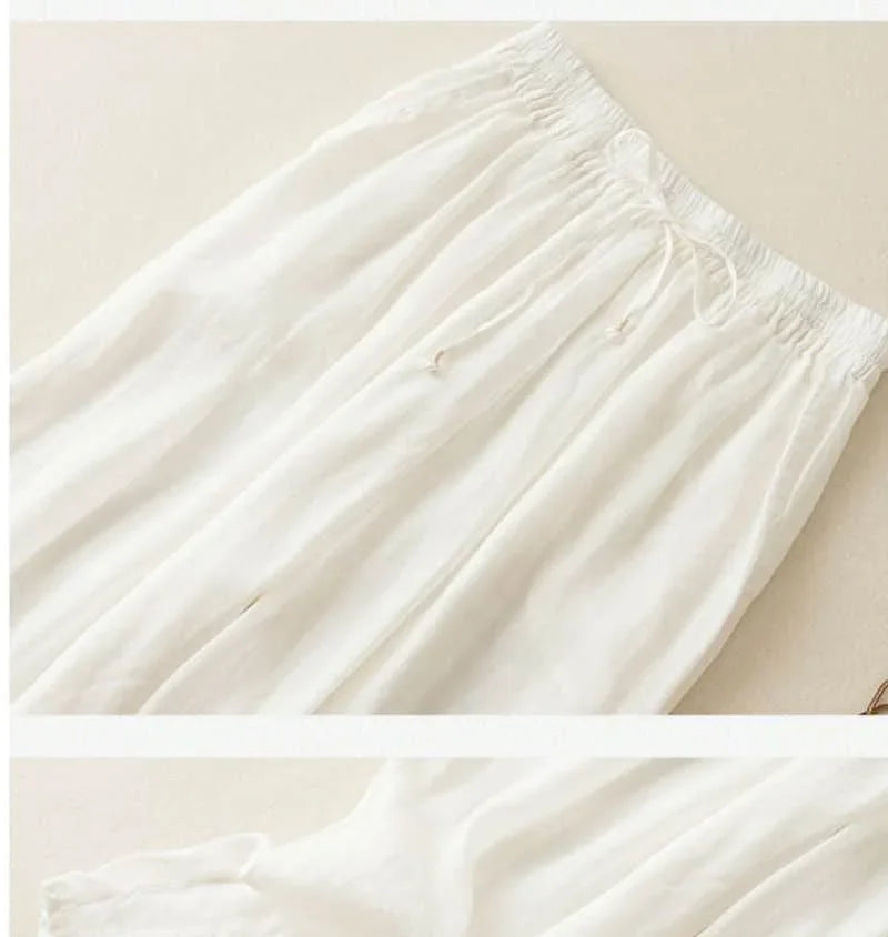 Linen Wide-Leg Pants for Women - Casual Summer Trousers in Lightweight Fabric