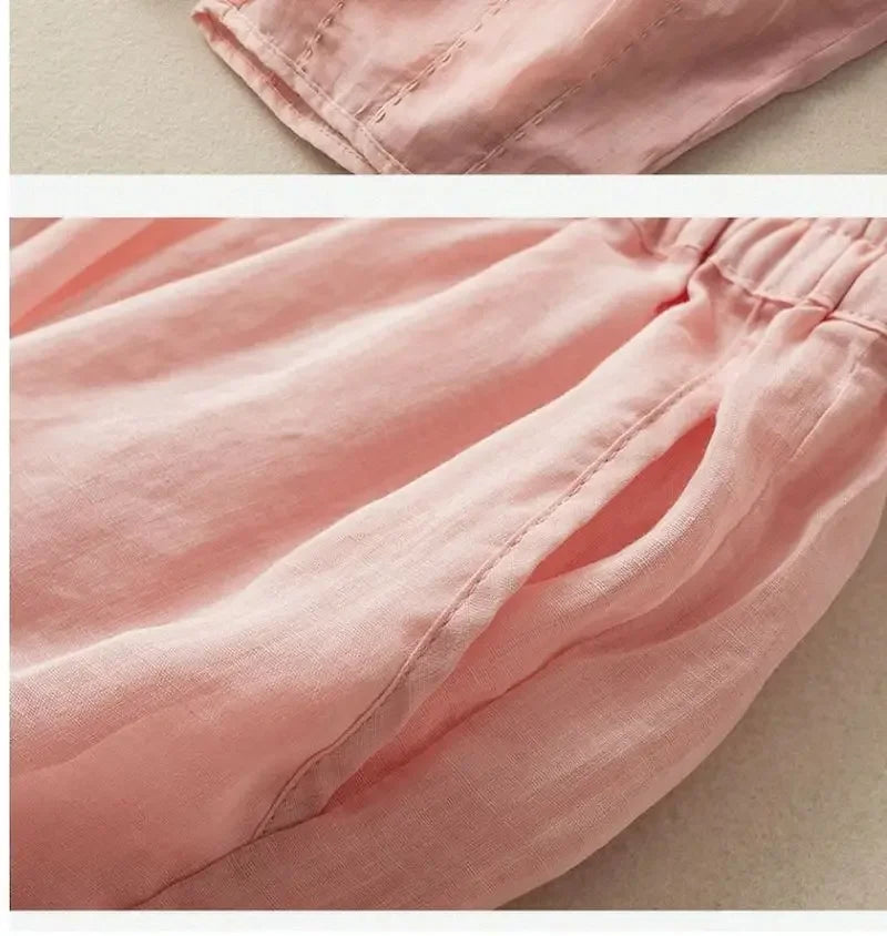 Linen Wide-Leg Pants for Women - Casual Summer Trousers in Lightweight Fabric
