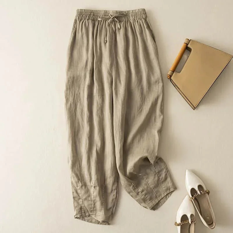 Linen Wide-Leg Pants for Women - Casual Summer Trousers in Lightweight Fabric