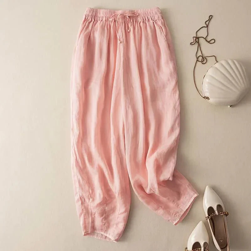 Linen Wide-Leg Pants for Women - Casual Summer Trousers in Lightweight Fabric