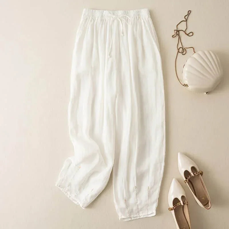 Linen Wide-Leg Pants for Women - Casual Summer Trousers in Lightweight Fabric