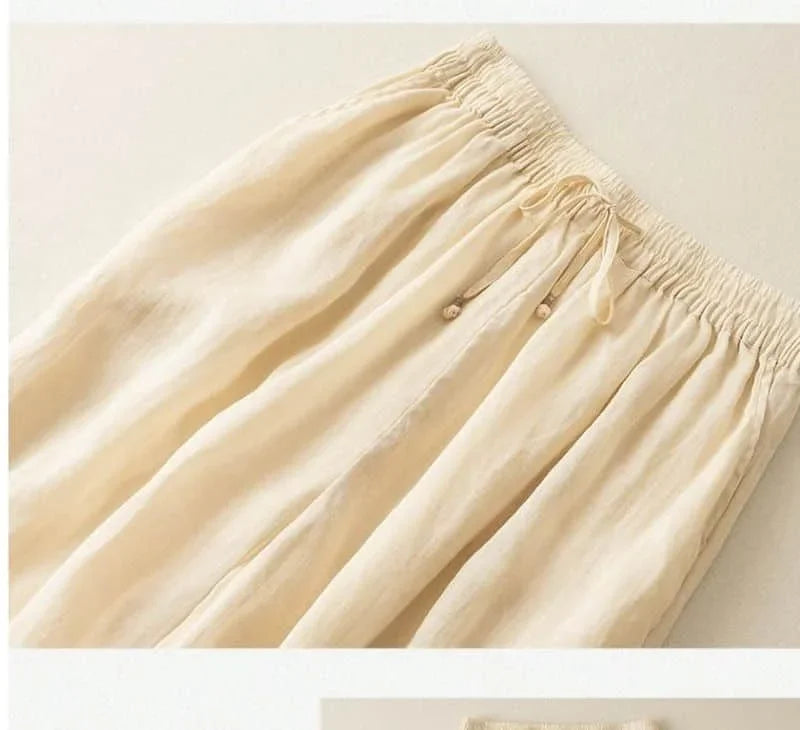 Linen Wide-Leg Pants for Women - Casual Summer Trousers in Lightweight Fabric