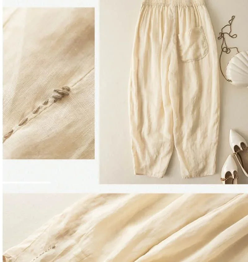 Linen Wide-Leg Pants for Women - Casual Summer Trousers in Lightweight Fabric