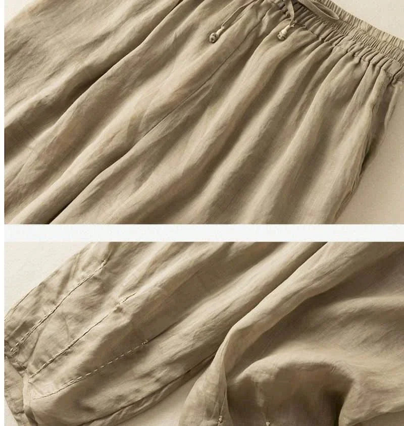 Linen Wide-Leg Pants for Women - Casual Summer Trousers in Lightweight Fabric