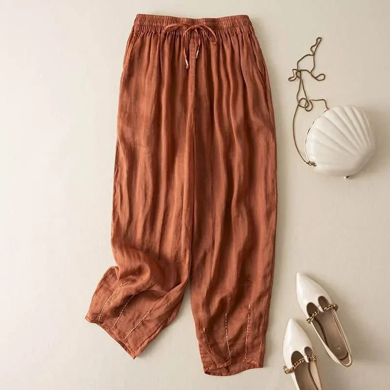 Linen Wide-Leg Pants for Women - Casual Summer Trousers in Lightweight Fabric