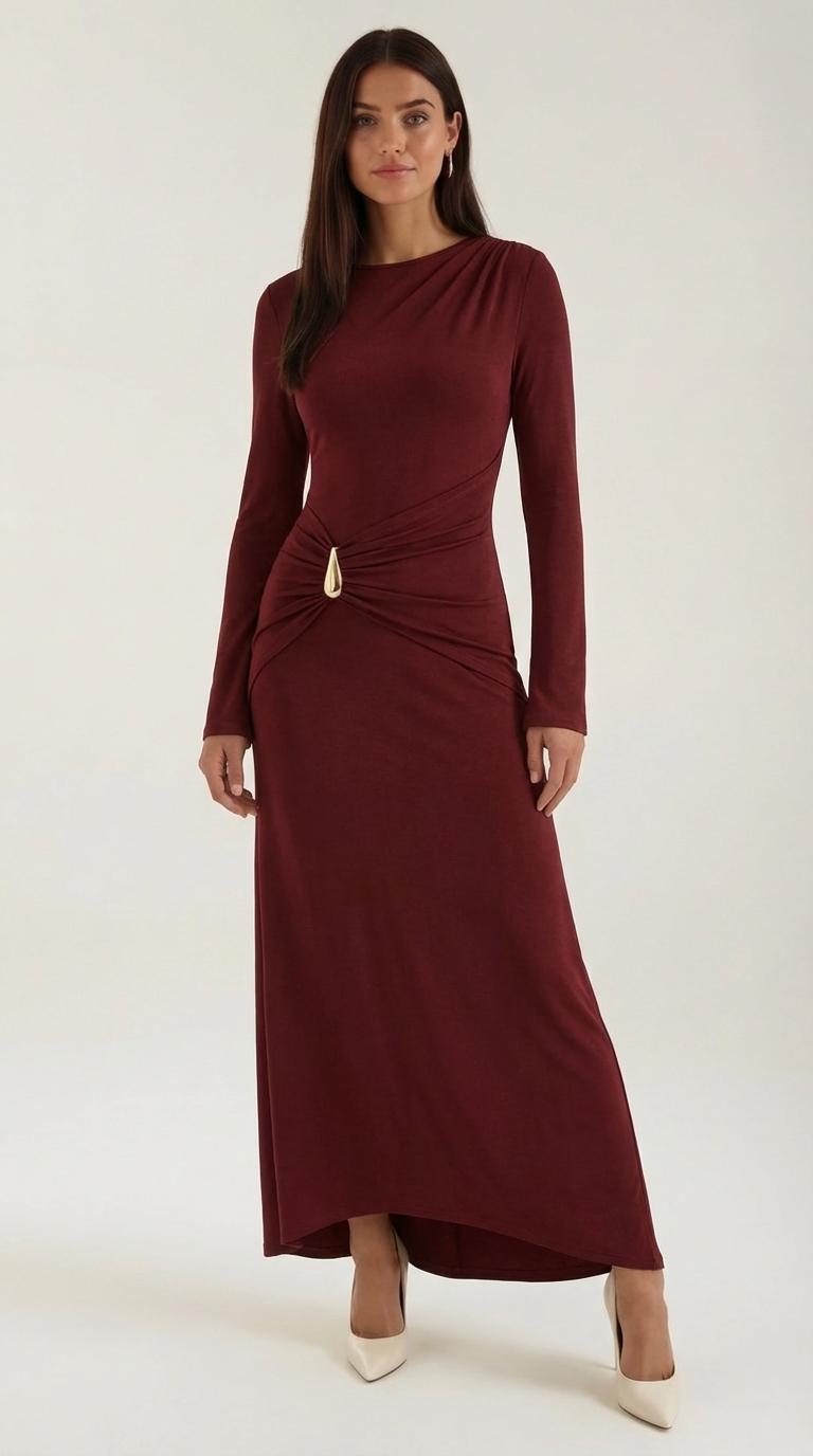 Long Sleeve Maxi Dress in Soft Fabric - Elegant Casual Wear for Women - Perfect for Parties and Everyday Outfits