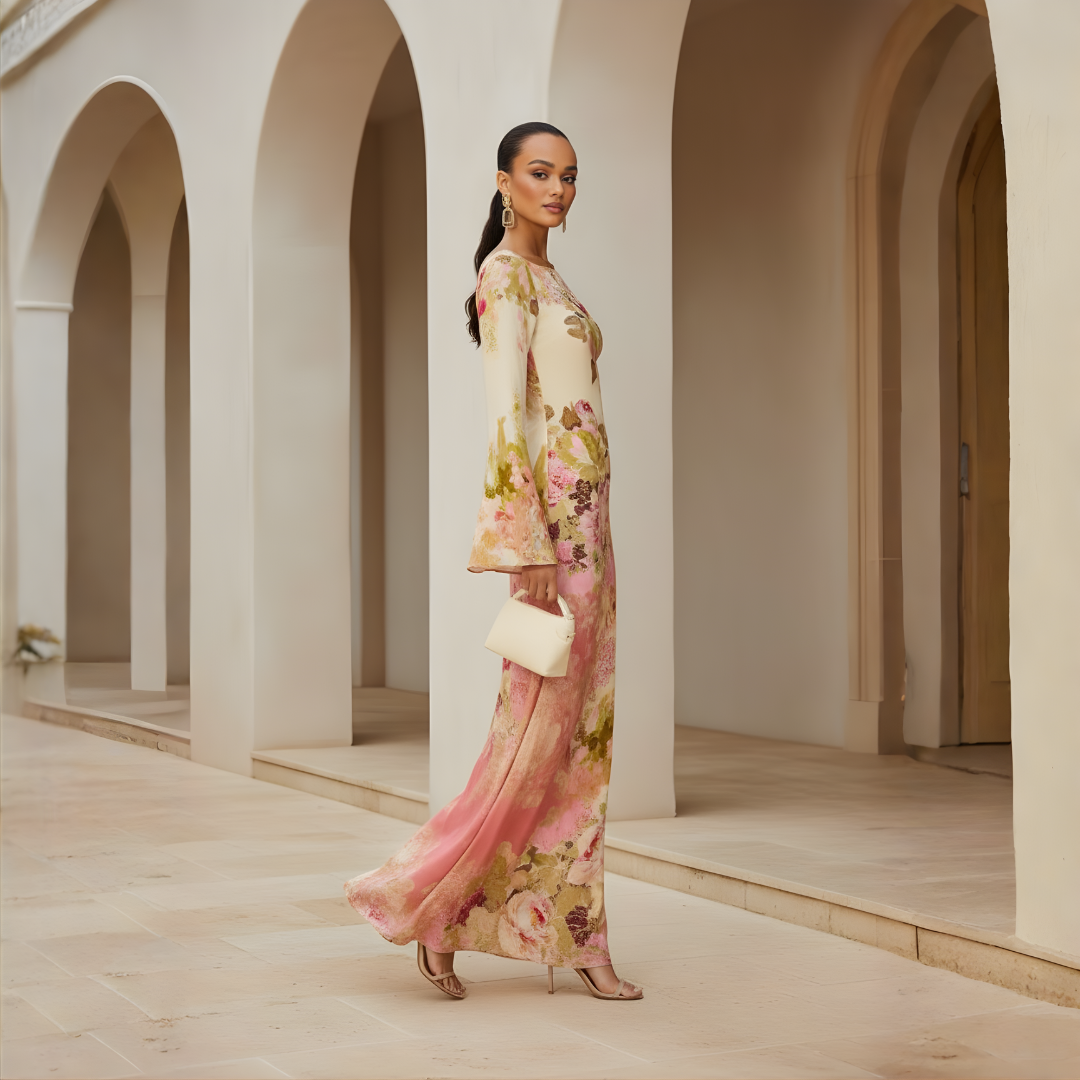 Long Sleeve Maxi Dress in Soft Fabric for Evening Parties and Events