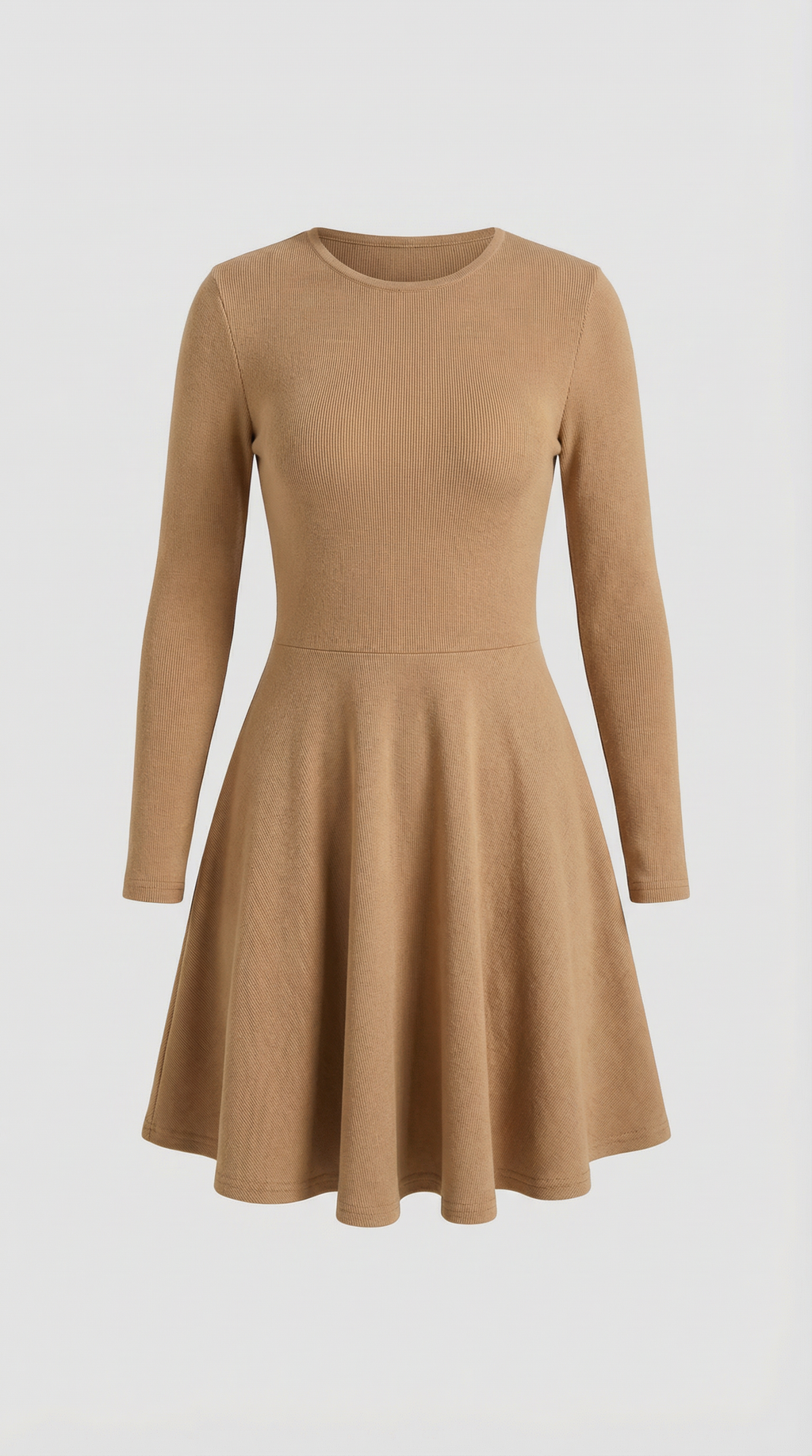 Long Sleeve Pleated Mini Dress in Soft Fabric for Casual or Party Wear