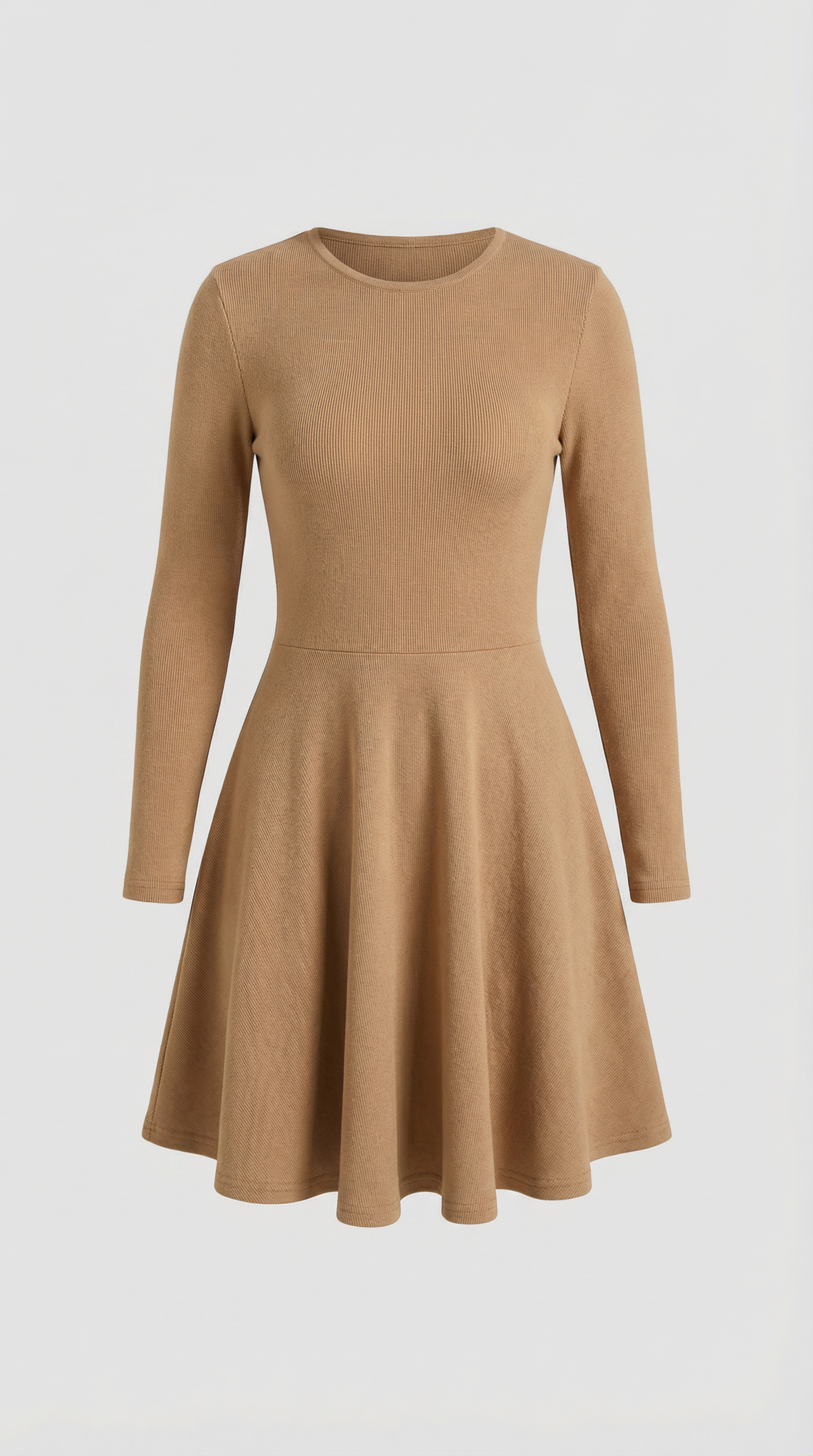 Long Sleeve Pleated Mini Dress in Soft Fabric for Casual or Party Wear